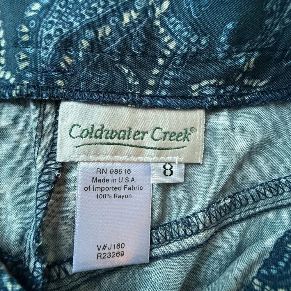 Coldwater Creek Vintage Y2K Rayon Blue Paisley Straight Maxi Skirt Size 8 - Picture 4 of 6